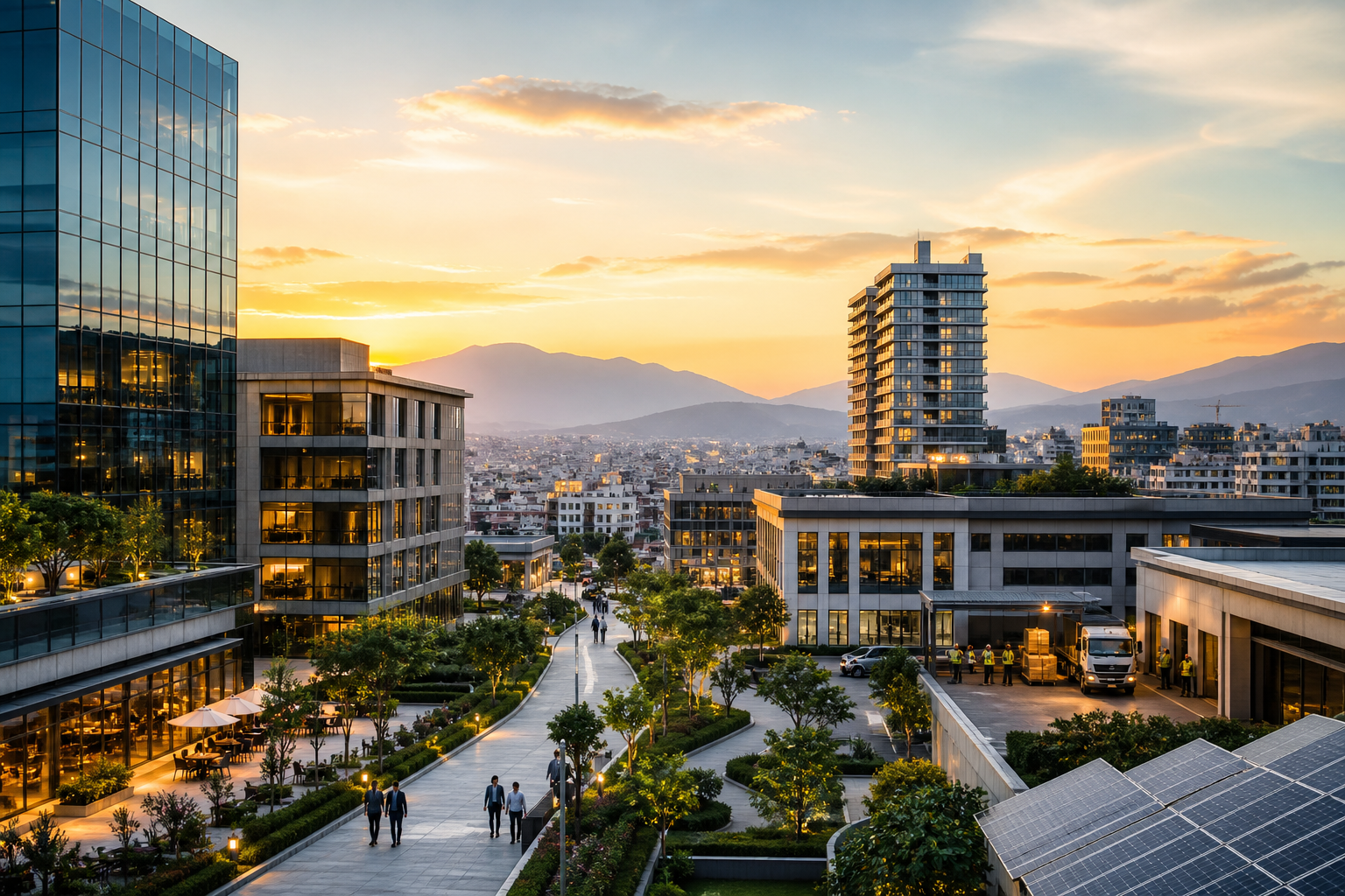 Saubhagya Group businesses and modern campus architecture